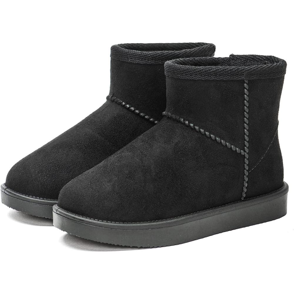 imageDKSUKO Kid s Classic Waterproof Snow Boots Toddler Winter BootsBlack Short