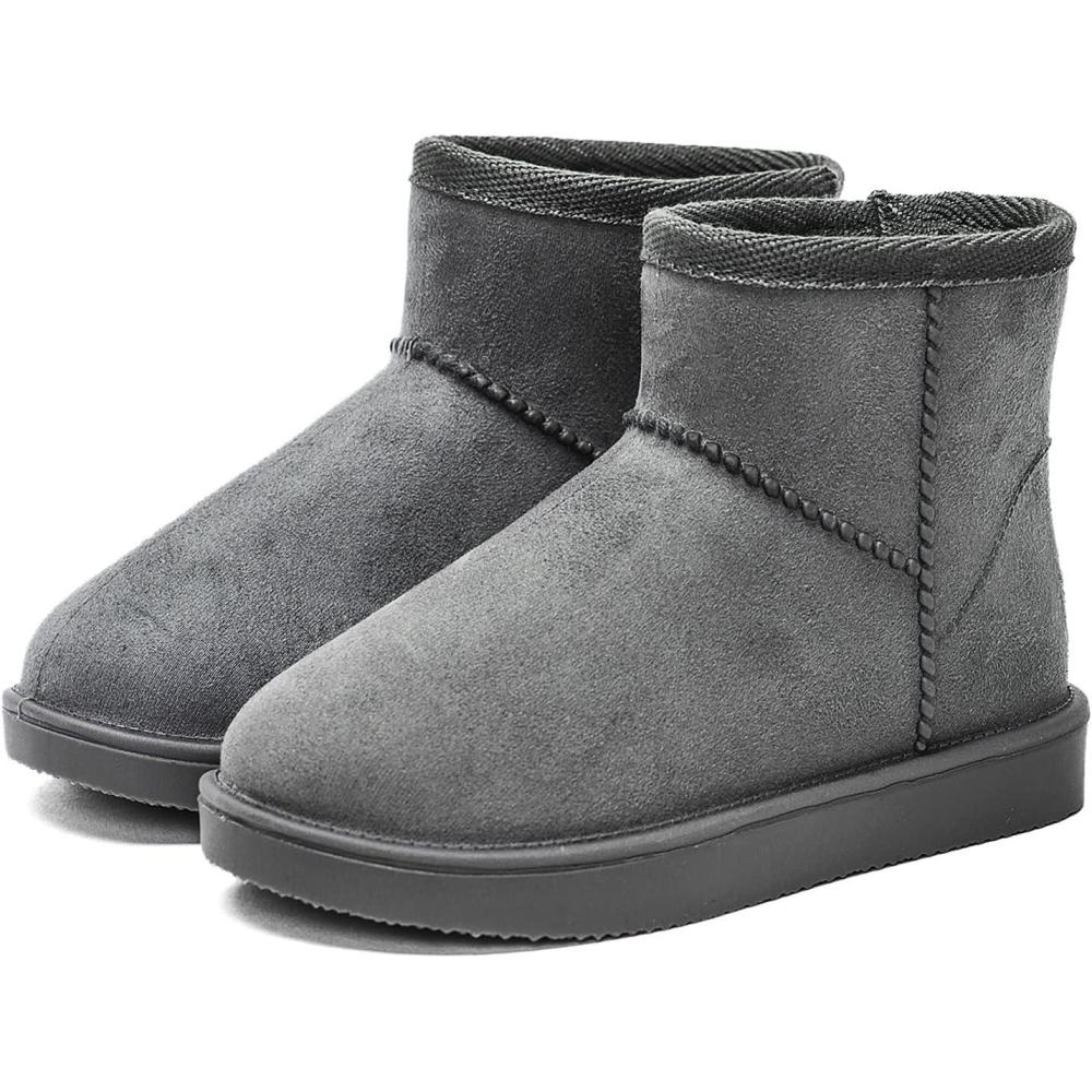 imageDKSUKO Kid s Classic Waterproof Snow Boots Toddler Winter BootsGrey Short