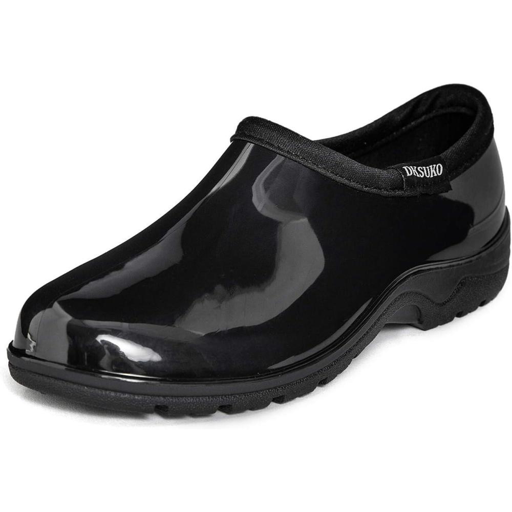 imageDKSUKO Waterproof Garden Shoe for Women Outdoor SlipOn Rain Boots Short Ankle Work Shoes and Garden Clogs with Comfort InsoleBlack