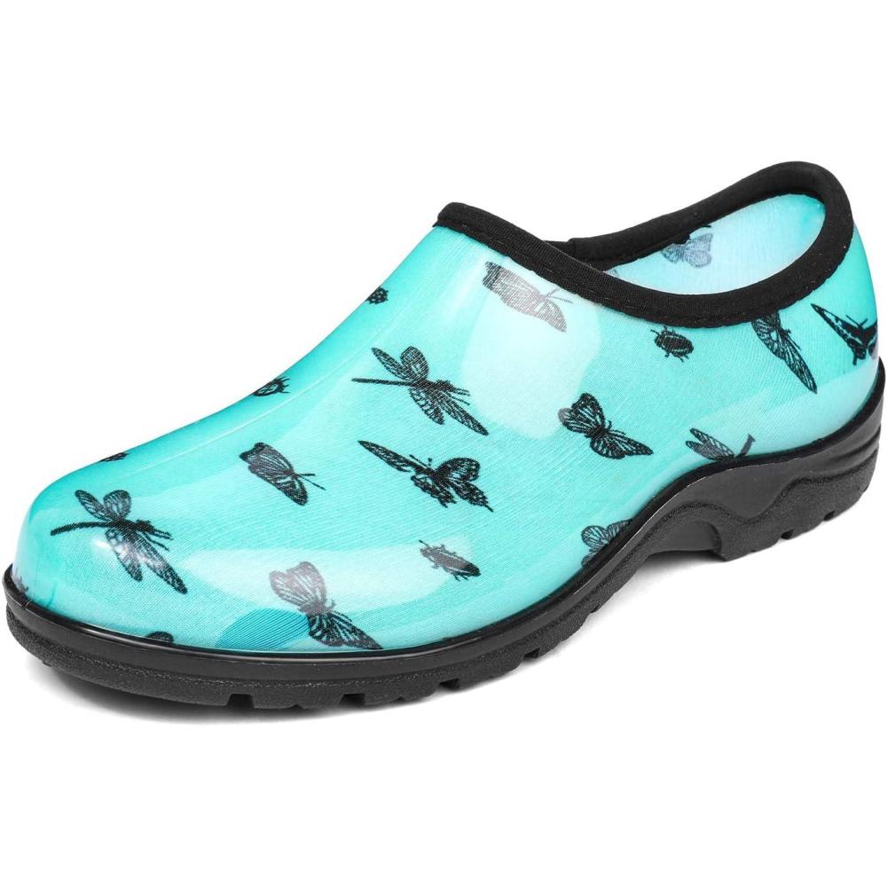 imageDKSUKO Waterproof Garden Shoe for Women Outdoor SlipOn Rain Boots Short Ankle Work Shoes and Garden Clogs with Comfort InsoleNavy Blue