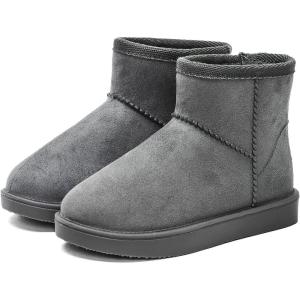 DKSUKO Kid ‘s Classic Waterproof Snow Boots Toddler Winter Boots(Grey Short)
