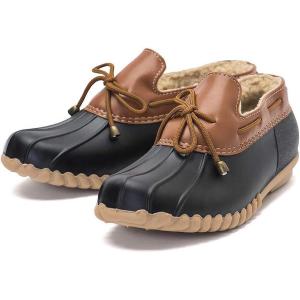 DKSUKO Snow Women’s Waterpoof Loafer Shoes Slip On Flat Duck Shoe(Black)