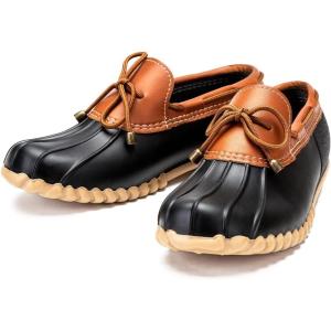 DKSUKO Snow Women’s Waterpoof Loafer Shoes Slip On Flat Duck Shoe(Black No Fur)