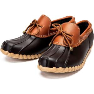 DKSUKO Snow Women’s Waterpoof Loafer Shoes Slip On Flat Duck Shoe(Brown No Fur)