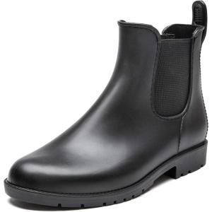DKSUKO Snow Women’s Warm Chelsea Ankle Winter Rain Boots Waterproof Chevonne Boot(Black)