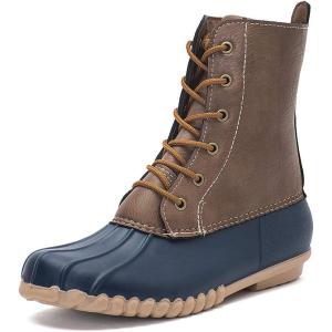 DKSUKO Women’s Duck Boots witth Zipper Waterproof Winter Boots Snow Boots for Women Rain Boots for Cold Weather(Blue a)