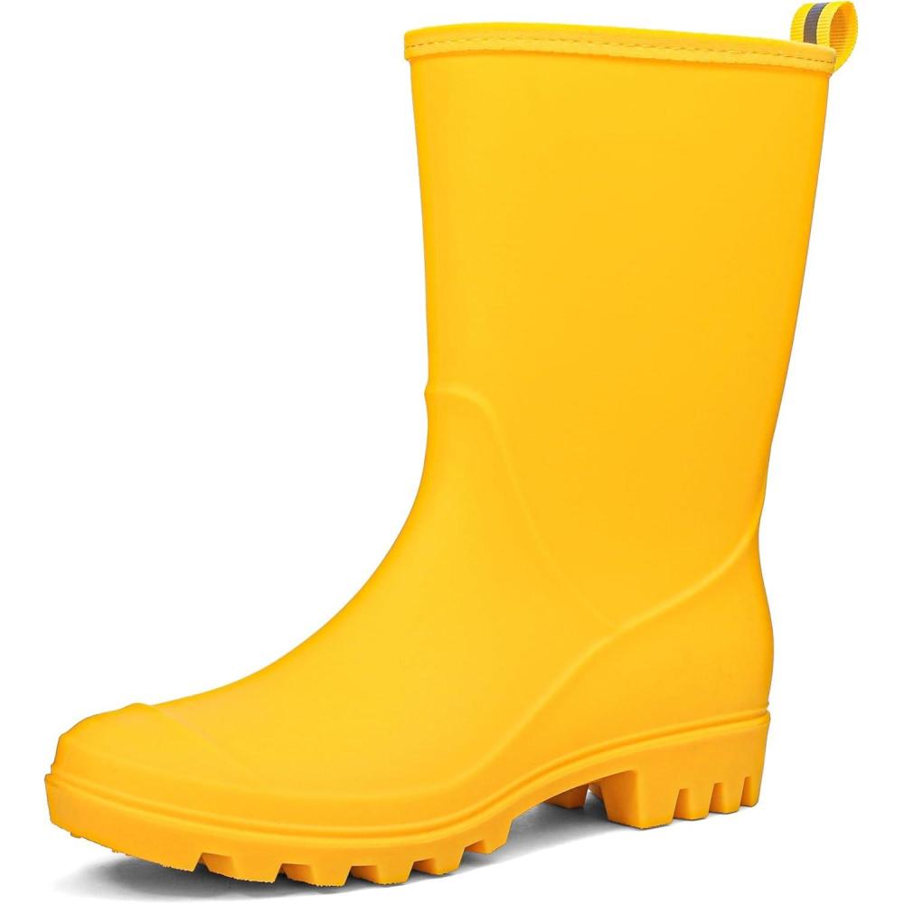imageDKSUKO Womens MidCalf Rain Boots Garden Boots Waterproof Rubber BootsMatte Yellow