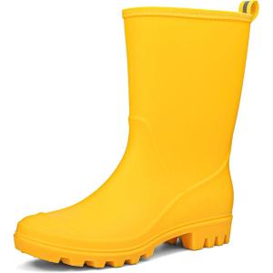 DKSUKO Women’s Mid-Calf Rain Boots Garden Boots Waterproof Rubber Boots(Matte Yellow)