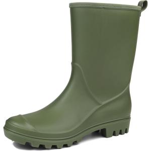DKSUKO Women’s Mid-Calf Rain Boots Garden Boots Waterproof Rubber Boots(Olive Green)