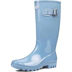 DKSUKO Women’s Tall Rain Boots Garden Boots Waterproof Wellington Rubber Boots(Bright Lake Blue)