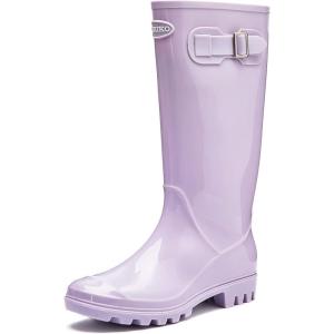 DKSUKO Women’s Tall Rain Boots Garden Boots Waterproof Wellington Rubber Boots(Bright Purple)