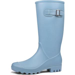 DKSUKO Women’s Tall Rain Boots Garden Boots Waterproof Wellington Rubber Boots(Matte Lake Blue)