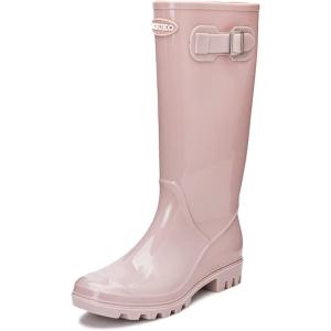 DKSUKO Women’s Tall Rain Boots Garden Boots Waterproof Wellington Rubber Boots(Pink)