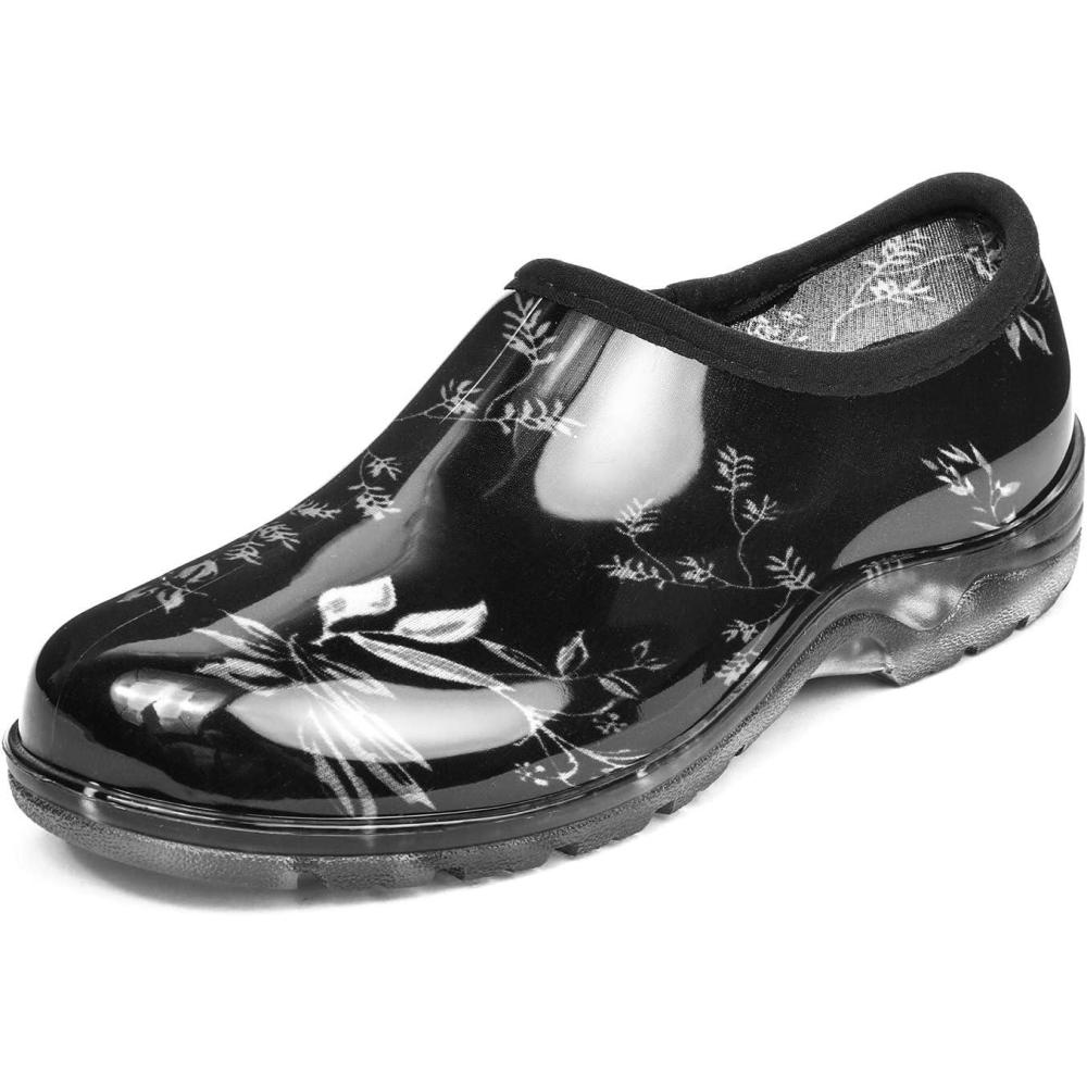 imageDKSUKO Waterproof Garden Shoe for Women Outdoor SlipOn Rain Boots Short Ankle Work Shoes and Garden Clogs with Comfort InsoleTree Leaf