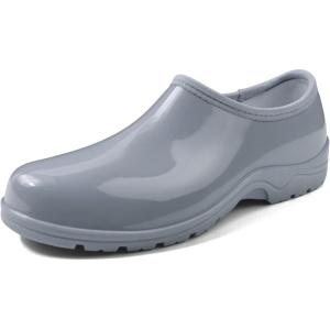 DKSUKO Waterproof Garden Shoe for Women Outdoor Slip-On Rain Boots Short Ankle Work Shoes and Garden Clogs with Comfort Insole(Grey)