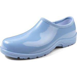 DKSUKO Waterproof Garden Shoe for Women Outdoor Slip-On Rain Boots Short Ankle Work Shoes and Garden Clogs with Comfort Insole(Lake Blue)