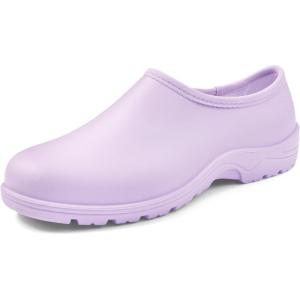 DKSUKO Waterproof Garden Shoe for Women Outdoor Slip-On Rain Boots Short Ankle Work Shoes and Garden Clogs with Comfort Insole(Matte Purple)