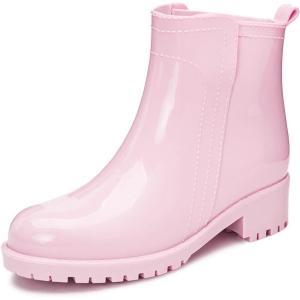 DKSUKO Women’s Short Rain Boots Waterproof Ankle Raining Shoes Anti-Slip Garden Boot Rubber Garden Shoes for Ladies Outdoor Work Shoes(Pink a)